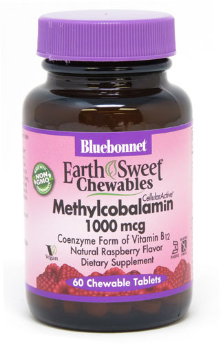 Bluebonnet Nutrition EarthSweet® Chewables Метилкобаламин Витамин B12 Натуральная малина -- 60 жевательных таблеток Bluebonnet Nutrition