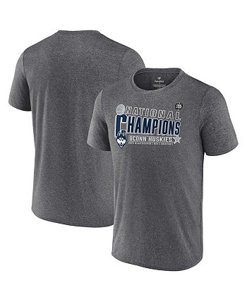 Мужская синтетическая футболка цвета «Хезер Грей» UConn Huskies 2023 NCAA с участием национальных чемпионов по баскетболу Fanatics