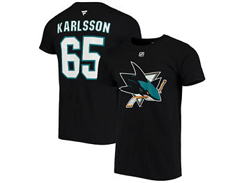 Мужская футболка с аутентичным названием и номером Erik Karlsson San Jose Sharks Majestic