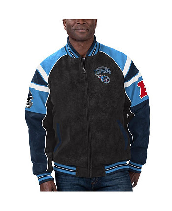 Мужская черная университетская куртка Tennessee Titans из искусственной замши реглан с молнией во всю длину G-III Sports