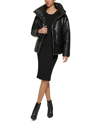 Женское пуховое пальто из искусственной кожи, созданное для Macy's DKNY
