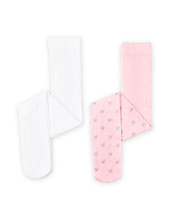 Комплект непрозрачных носков с блестящими бабочками и однотонными колготками для маленьких девочек, упаковка из 2 шт. Trimfit