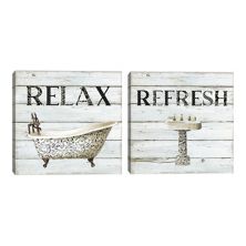 Fine Art Canvas Relax Refresh Ванная комната Холст Wall Art Набор из 2 предметов Fine Art Canvas