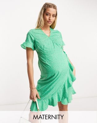 Женское платье Vero Moda Maternity в ярко-зеленом цвете с точечным принтом Vero Moda Maternity