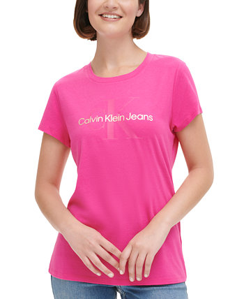 Женская культовая футболка с короткими рукавами и логотипом Monogram Calvin Klein