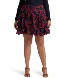 Многоуровневая юбка из жатого жоржета с цветочным принтом Плюс размер LAUREN Ralph Lauren