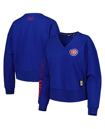 Women's Royal Chicago Cubs Lily V-Neck Pullover Sweatshirt DKNY