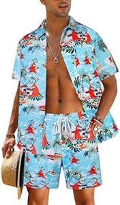 EISHOPEER Men's Flower Shirt Hawaiian Sets Casual Button Down Short Sleeve Shirt and Solid Quick Dry Beach Shorts S-3XL Eishopeer