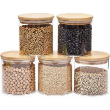 Glass Canisters with Airtight Lids for Pantry Storage (4 x 4.13 In, 5 Pack) Juvale