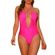 Women's Cutout Crisscross Drawstring Swimsuit Plunge One-piece Bathing Suit Elerevyo