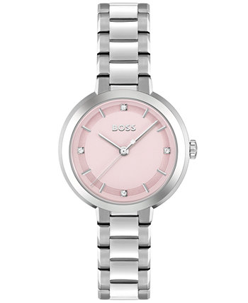Женские кварцевые часы Sena серебристого цвета из нержавеющей стали, 34 мм BOSS