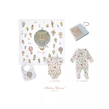 Baby's Hot Air Balloon Print Deluxe Set Atelier Choux