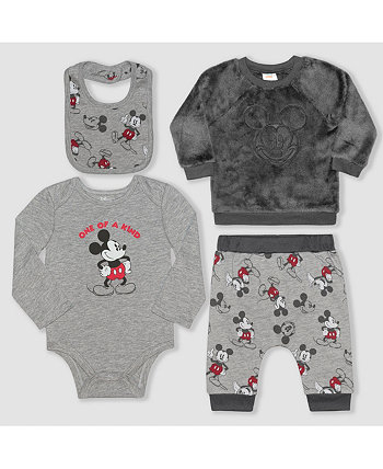 Флисовый топ, штаны, боди и нагрудник с Микки Маусом для маленьких мальчиков Disney