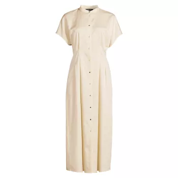 Darted Button-Front Midi-Dress Misook