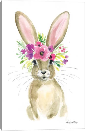 Картина на холсте «Цветочный кролик» Кирстен Дилл — 12 x 8 дюймов ICanvas