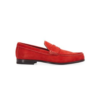 Leather Suede Penny Loafers Paul Stuart