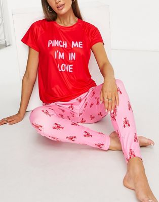 Пижамный комплект Loungeable с леггинсами-лобстерами розового и красного цветов Loungeable
