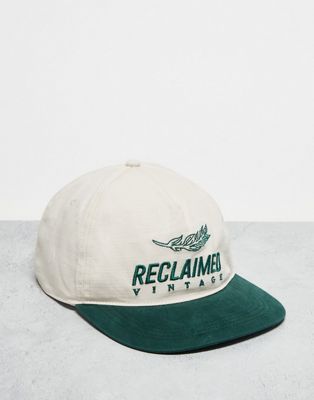 Спортивная кепка унисекс для папы Reclaimed Vintage, контрастного цвета экрю и зеленого цвета Reclaimed Vintage
