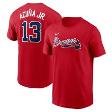 Men's Nike Ronald AcuÃ±a Jr. Red Atlanta Braves Fuse Name & Number T-Shirt Nitro USA