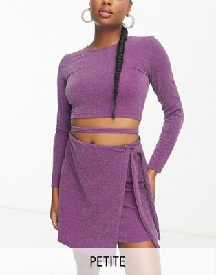 Фиолетовая мини-юбка с завязками и блестками Pieces Petite Pieces
