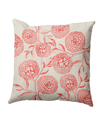 Декоративная подушка с цветочным рисунком Antique Flowers 16 дюймов из коралла E by Design