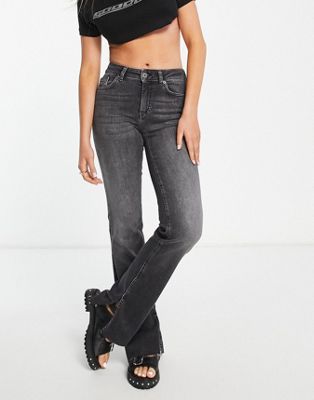 Черные расклешенные джинсы с высокой талией и боковыми разрезами Only Blush ONLY