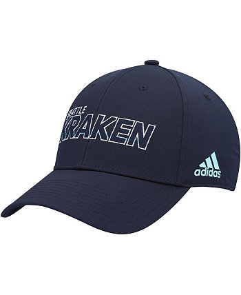 Мужская бейсболка Deep Sea Blue Seattle Kraken Team Bar Flex Hat Adidas