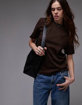 Mango oversized premium T-shirt in brown Mango