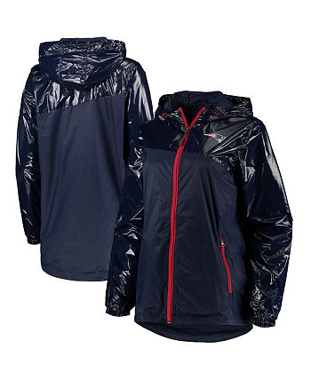 Женская темно-синяя куртка с капюшоном New England Patriots с двойным покрытием и молнией во всю длину G-III