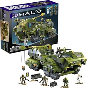 MEGA Halo Infinite Building Toys Set, UNSC Elephant Sandnest Tank with 2041 Pieces, 5 Poseable Articulation Micro Action Figures, Green, Kids and Fans Mega