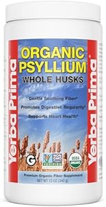 Yerba Prima Organic Psyllium Whole Husks 12 oz (Унции) - Natural Dietary Fiber Supplement, Non GMO, Gluten Free, Keto and Vegan Friendly for Regularity Support, Unflavored (Без вкуса) Yerba Prima