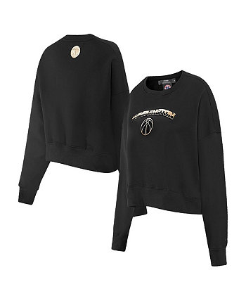 Women's Black Washington Wizards Glam Cropped Pullover Sweatshirt Pro Standard
