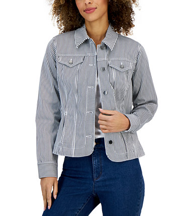 Женская полосатая джинсовая куртка Trucker, созданная для Macy's Charter Club