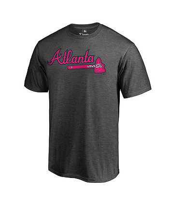 Men's Heather Gray Atlanta Braves 2019 Mother's Day Pink Wordmark T-shirt Fanatics