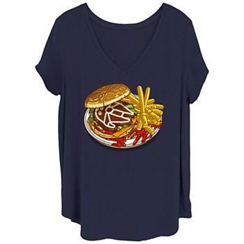 Juniors' Plus Size Star Wars Spaceships Burger V Neck Tee Star Wars