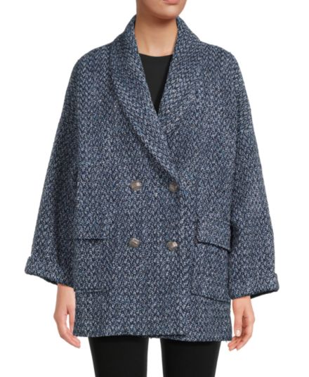 Текстурированное двубортное пальто из смесовой шерсти Ba&sh