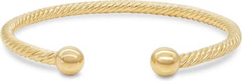 Браслет-манжета с витым кабелем из 18-каратного желтого золота с покрытием из стерлингового серебра - большой размер DEVATA