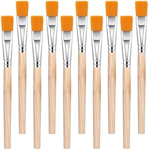 10PCS Flat Paint Brushes for Kids and Adults, 3/5 Inch Wood Paint Brush, Mini Flat Brushes for Watercolor, Small Craft Paint Brushes, Oil and Acrylic, Small Paint Brushes for Touch Up Ymapinc