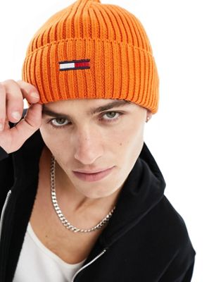 Оранжевая шапка с логотипом в рубчик Tommy Jeans Tommy Jeans