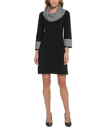 Женское платье-свитер с контрастной отделкой и хомутом Jessica Howard