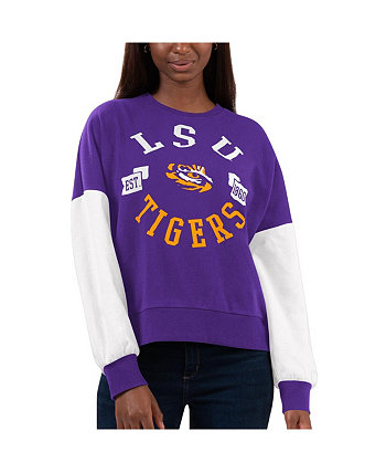 Женский фиолетово-белый пуловер с капюшоном LSU Tigers Team Pride Colorblock G-III