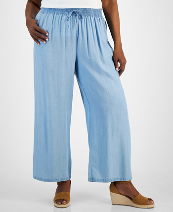 Широкие брюки из шамбре больших размеров с высокой посадкой, созданные для Macy's Style & Co