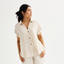 Женская рубашка оверсайз из льняной смеси Sonoma Goods For Life® SONOMA