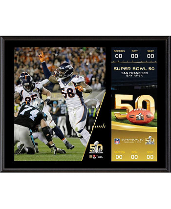 Сублимированная табличка с изображением 50 чемпионов Суперкубка Denver Broncos размером 12 x 15 дюймов и копией билета Fanatics Authentic