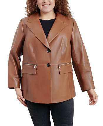Женский кожаный пиджак больших размеров с карманом на молнии Anne Klein