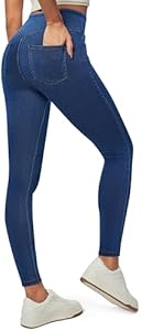 Heathyoga Jeggings for Women Tummy Control Skinny Stretchy Jeans for Women High Waist Pull on Jeans Leggings with Pockets Heathyoga