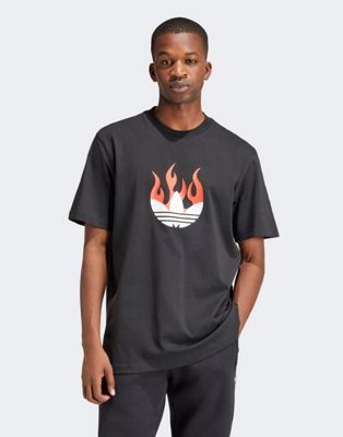 Бело-черная футболка с логотипом adidas Originals Flames Adidas