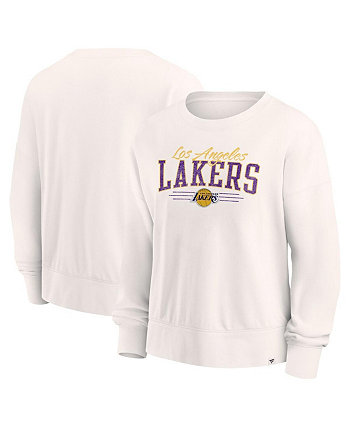 Women's Cream Distressed Los Angeles Lakers Close the Game Pullover Sweatshirt Fanatics