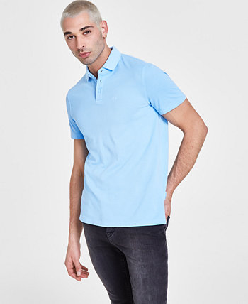 Мужская однотонная рубашка-поло стандартного кроя из пике Armani
