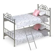 Металлическая двухъярусная кровать для кукол из барсука с завитками, лестница и постельные принадлежности Badger Basket